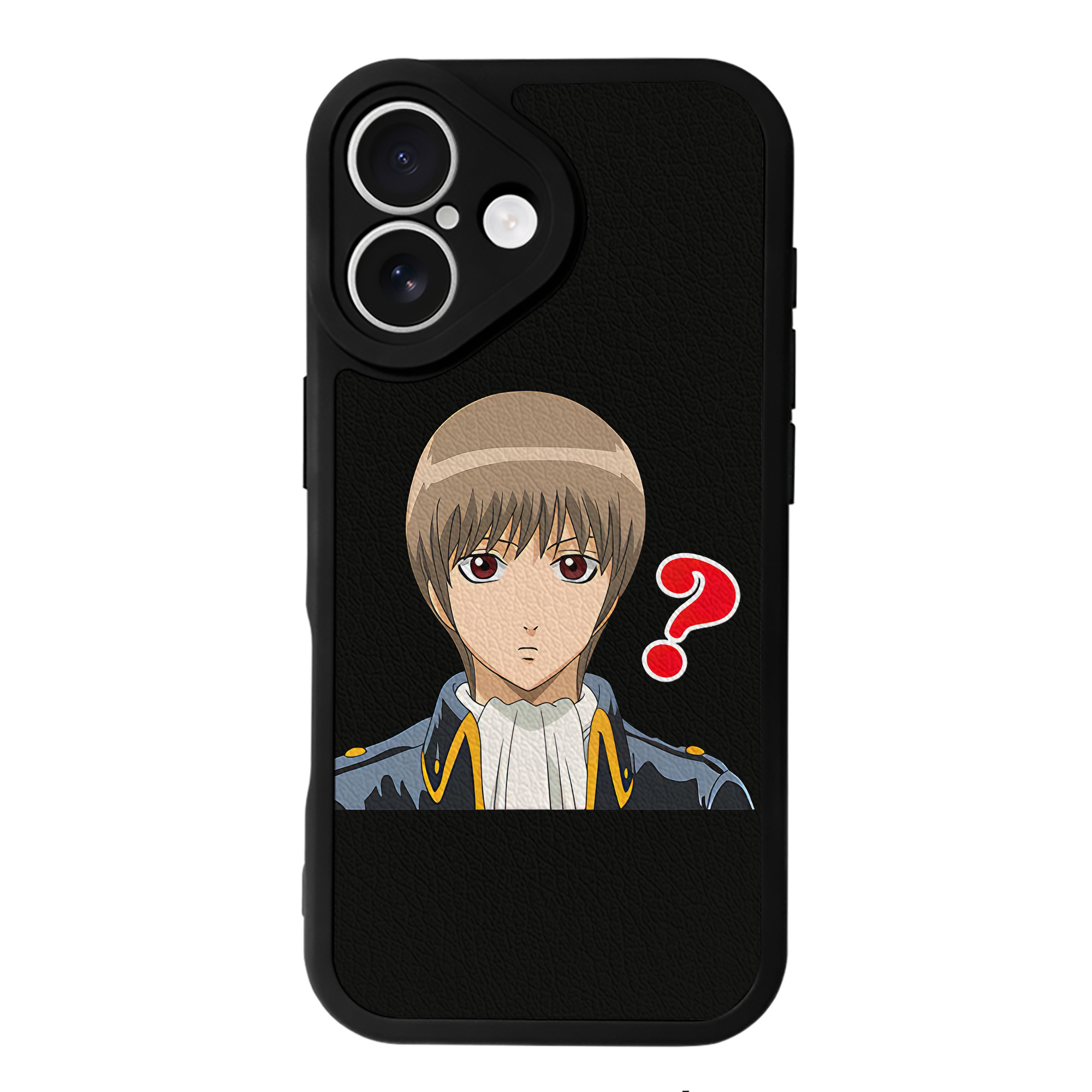 （画像用） ぎんたま 坂田銀時（さかたぎんとき） 神楽 志村新八（しむら しんぱち） GINTAMA Sakata Gintoki Kagura Shimura Shinpachi 【iPhone 16シリーズ対応】シリコンスマホケース（レザー調） 材質：シリコン